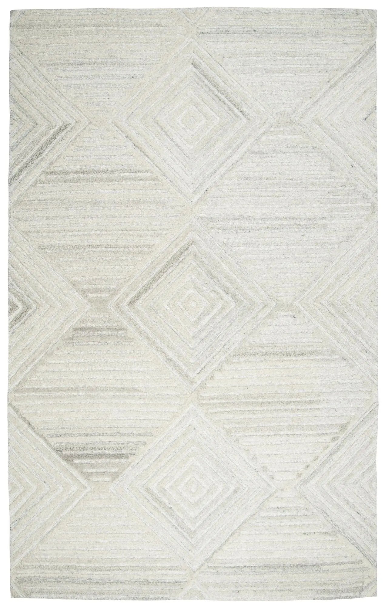 5' X 8' Ivory And Natural Wool Diamond Hand Tufted Area Rug Homeroots Home Decor
