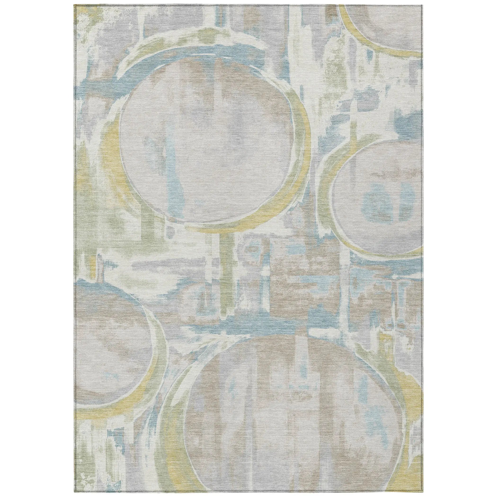 5' X 8' Ivory And Pearl Abstract Washable Indoor Outdoor Area Rug Homeroots Outdoor