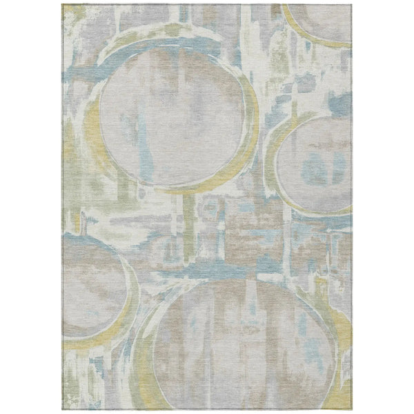 5' X 8' Ivory And Pearl Abstract Washable Indoor Outdoor Area Rug Homeroots Outdoor
