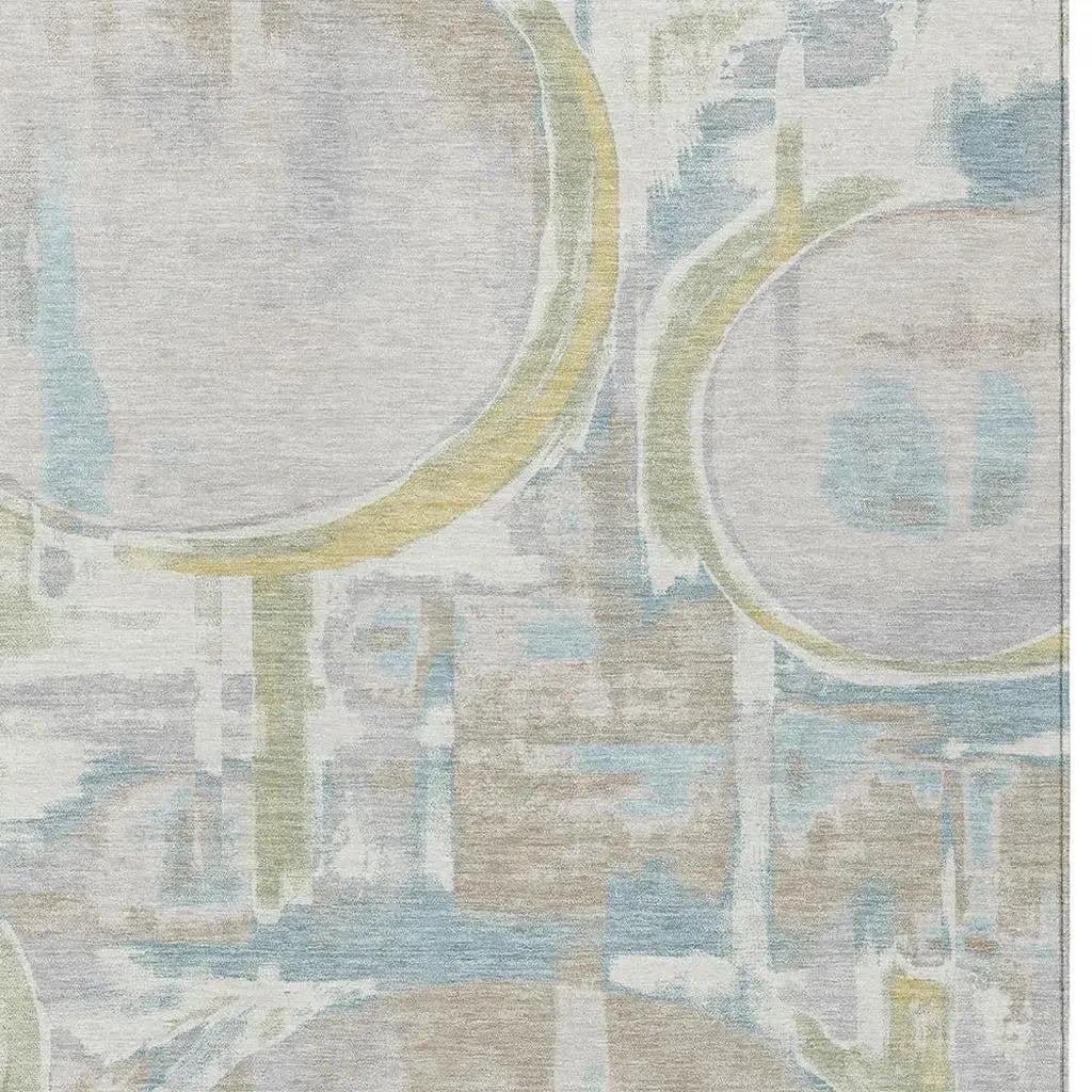 5' X 8' Ivory And Pearl Abstract Washable Indoor Outdoor Area Rug Homeroots Outdoor