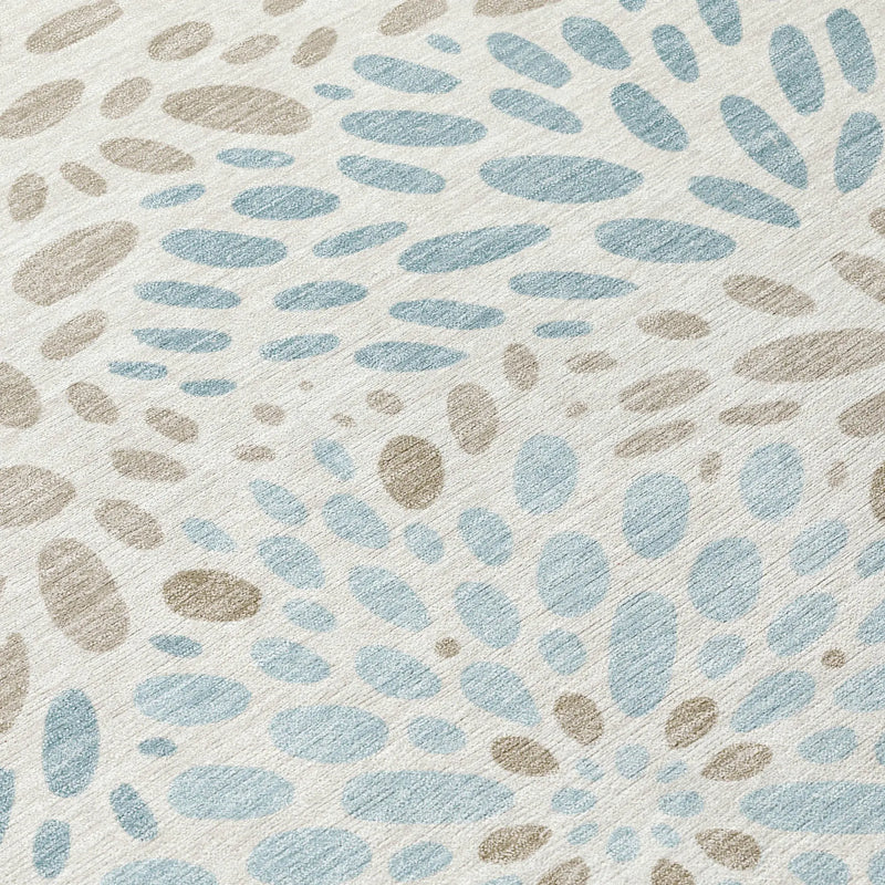 5' X 8' Ivory And Pearl Abstract Washable Indoor Outdoor Area Rug Homeroots Outdoor
