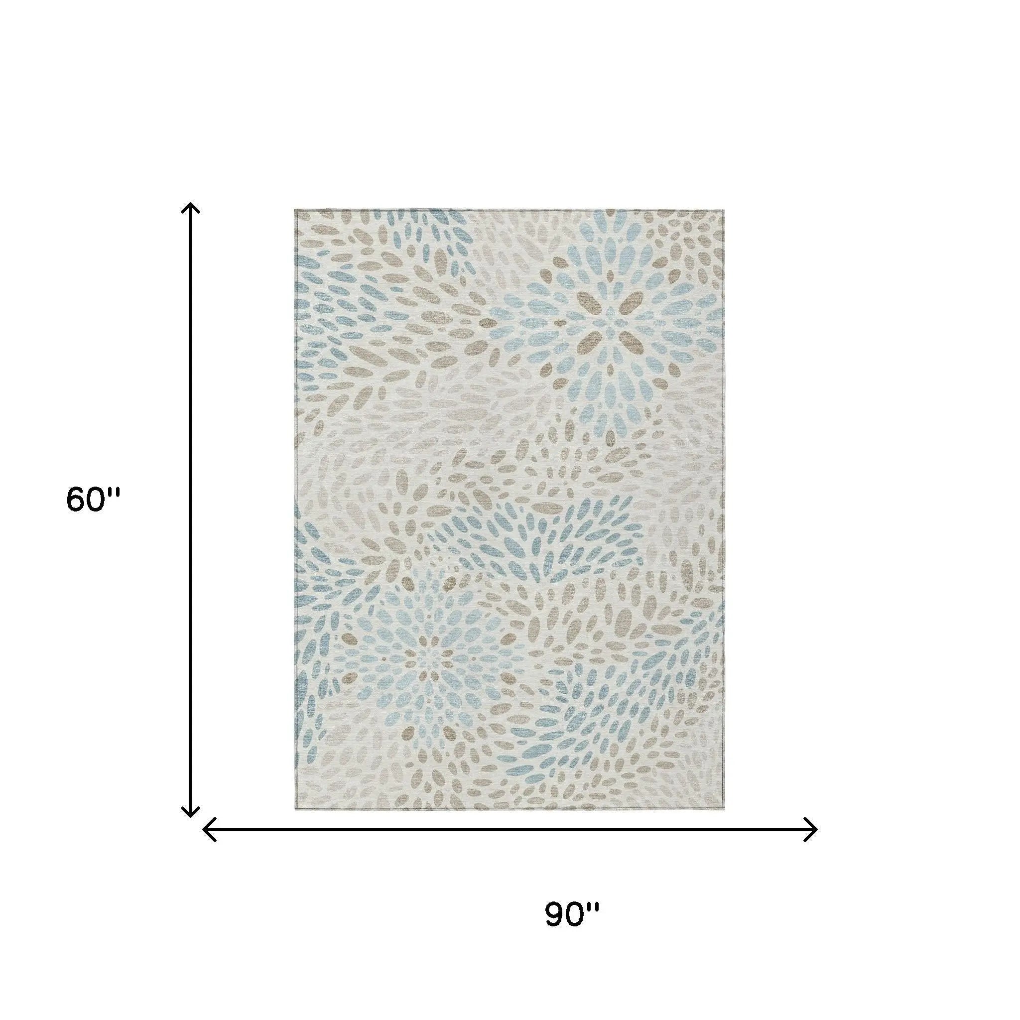 5' X 8' Ivory And Pearl Abstract Washable Indoor Outdoor Area Rug Homeroots Outdoor
