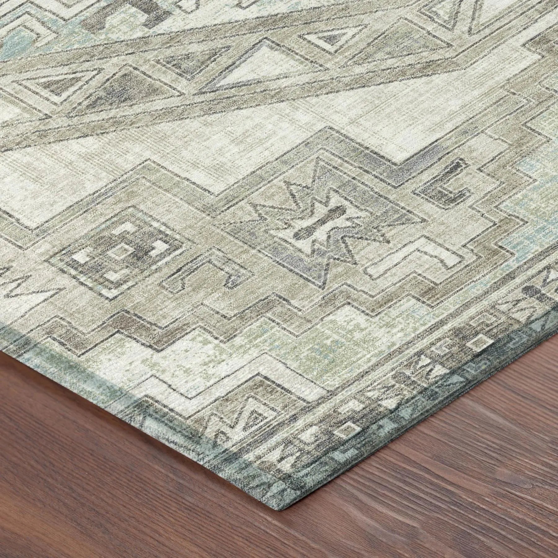 5' X 8' Ivory And Pewter Southwestern Washable Indoor Outdoor Area Rug Homeroots Outdoor