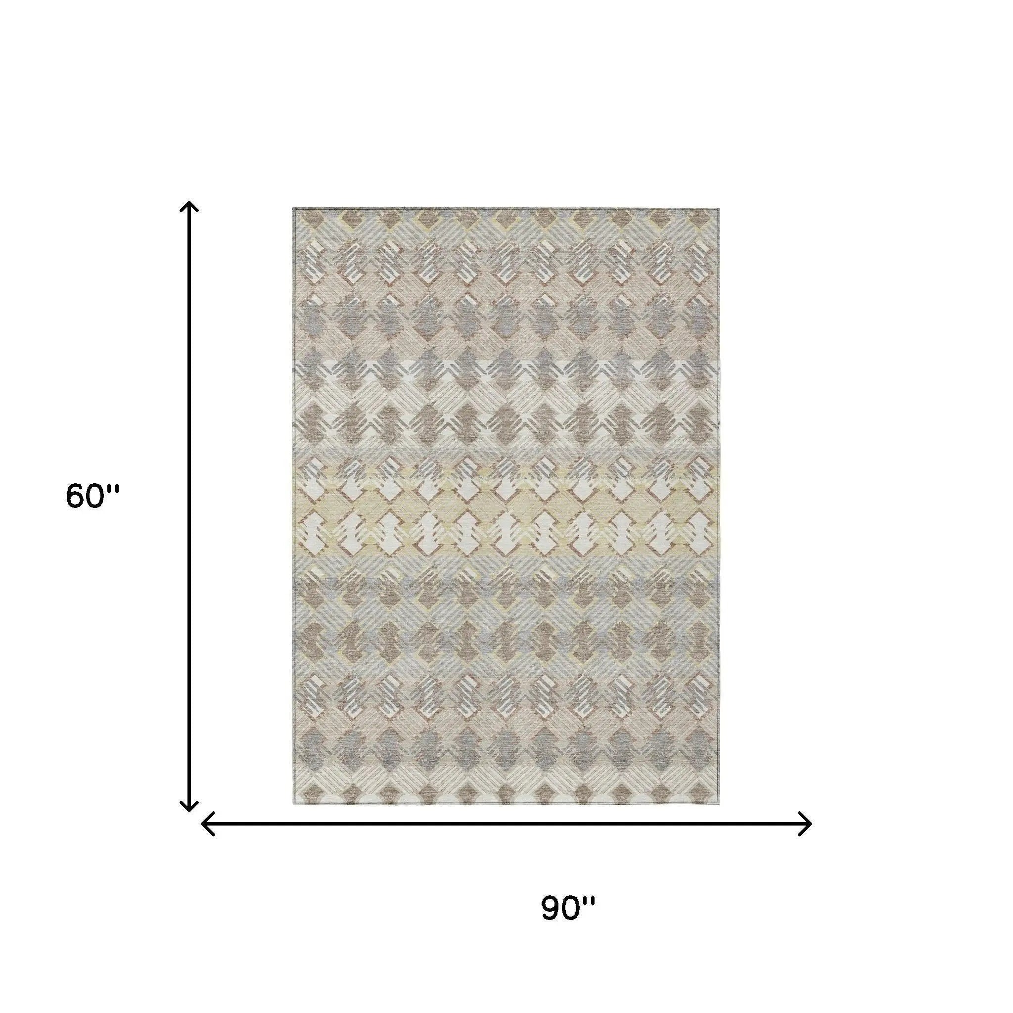 5' X 8' Ivory And Pewter Striped Washable Indoor Outdoor Area Rug Homeroots Outdoor