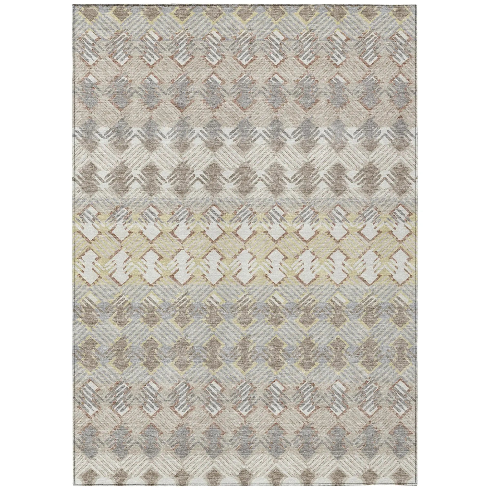 5' X 8' Ivory And Pewter Striped Washable Indoor Outdoor Area Rug Homeroots Outdoor