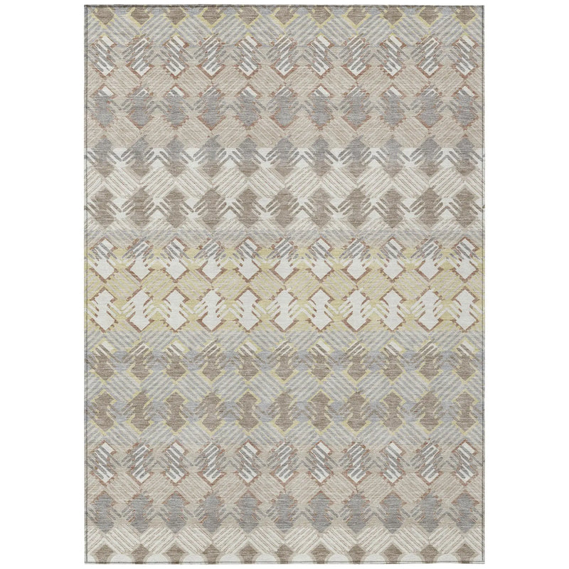 5' X 8' Ivory And Pewter Striped Washable Indoor Outdoor Area Rug Homeroots Outdoor