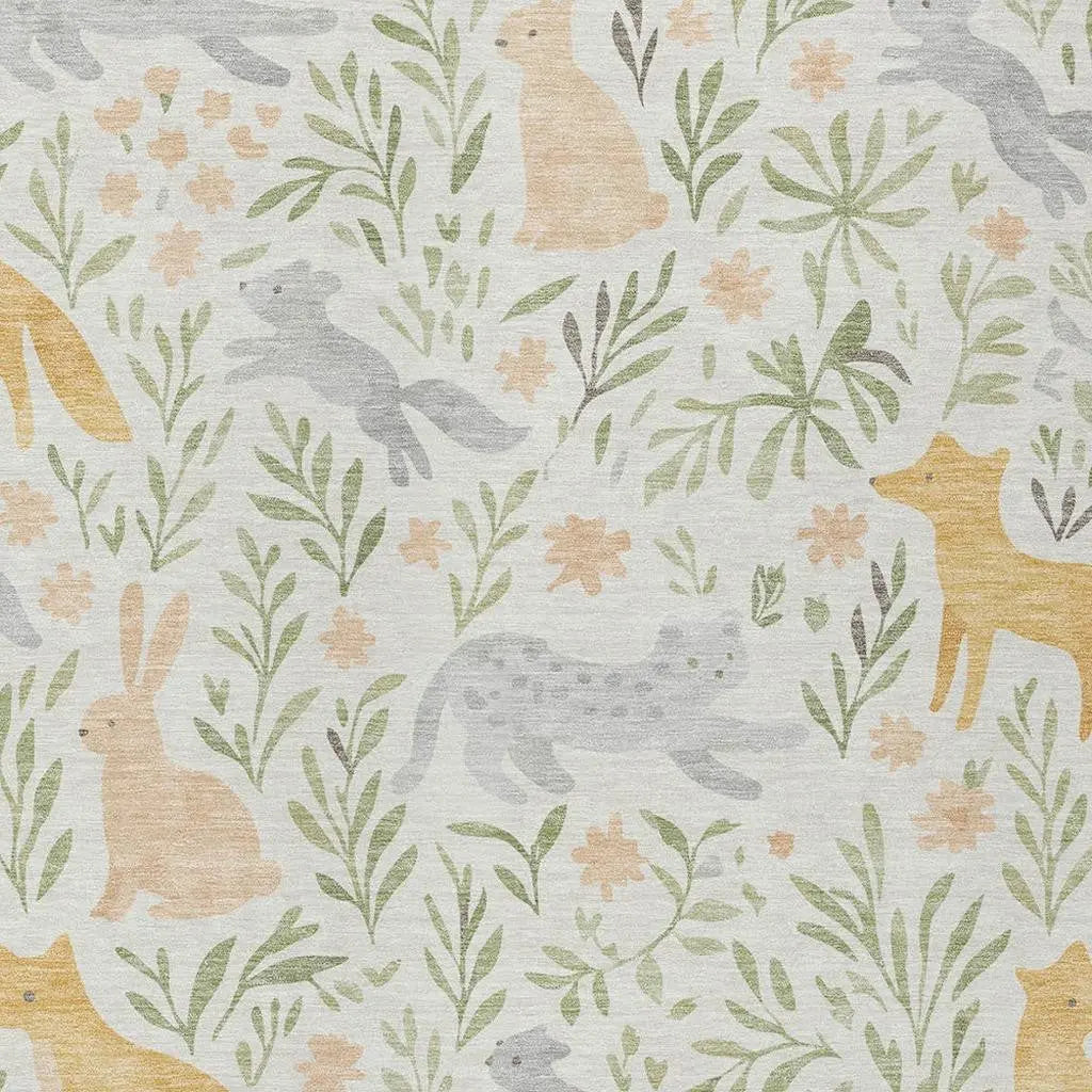 5' X 8' Ivory And Pink Botanical Leaves Washable Indoor Outdoor Area Rug Homeroots Outdoor
