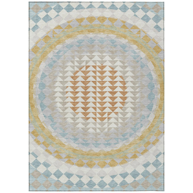 5' X 8' Ivory And Plum Geometric Washable Indoor Outdoor Area Rug Homeroots Outdoor