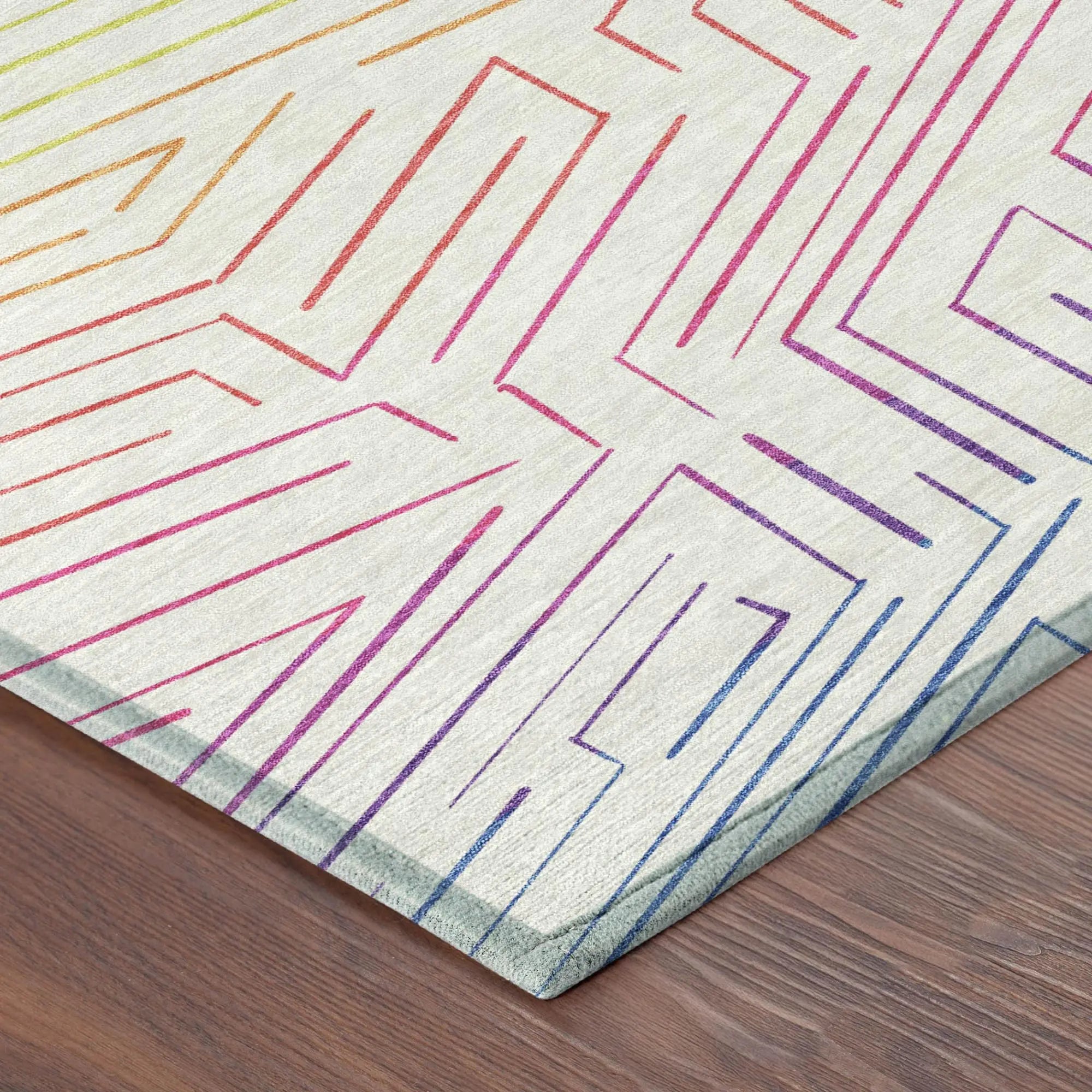 5' X 8' Ivory And Purple Geometric Washable Indoor Outdoor Area Rug Homeroots Outdoor