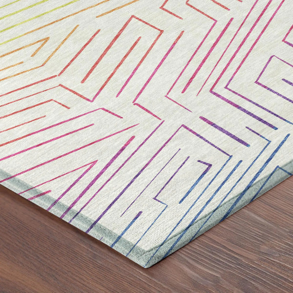 5' X 8' Ivory And Purple Geometric Washable Indoor Outdoor Area Rug Homeroots Outdoor