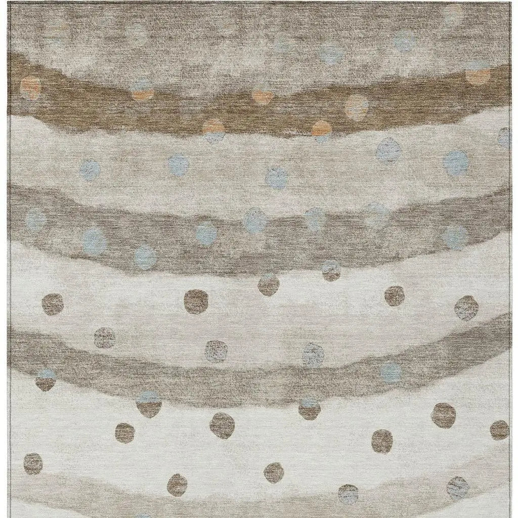 5' X 8' Ivory And Purple Striped Washable Indoor Outdoor Area Rug Homeroots Outdoor
