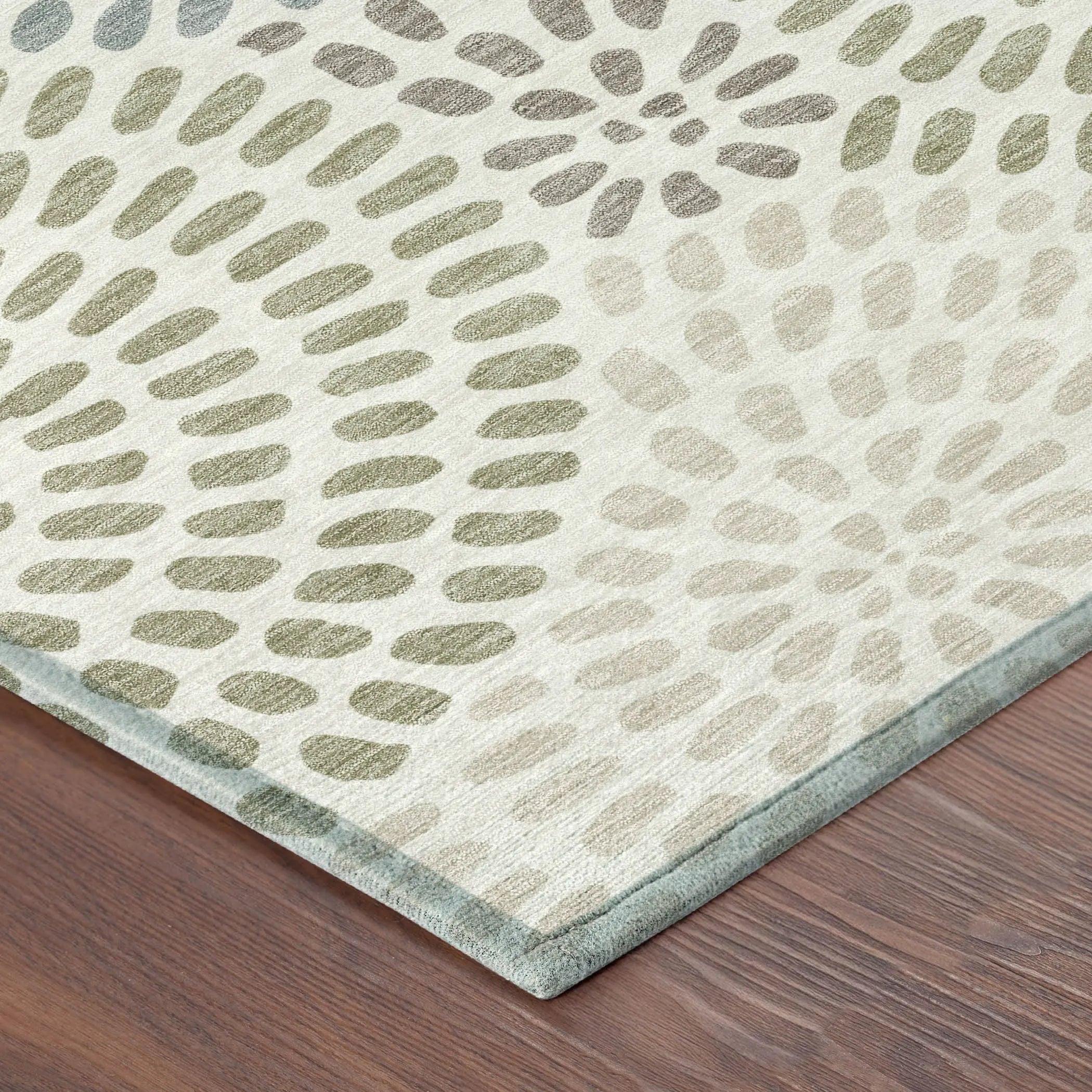 5' X 8' Ivory And Sage Geometric Washable Indoor Outdoor Area Rug Homeroots Outdoor