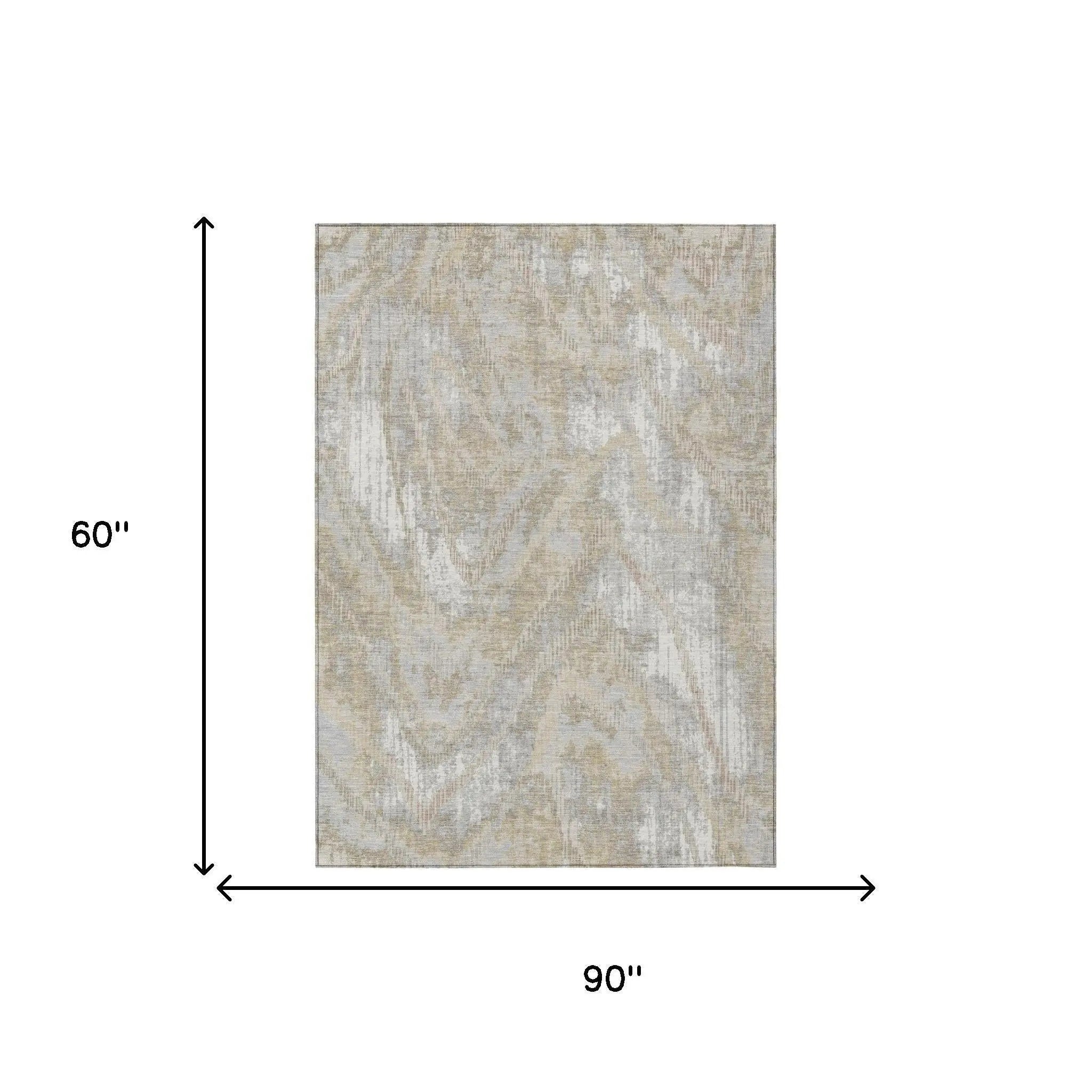 5' X 8' Ivory And Silver Abstract Washable Indoor Outdoor Area Rug Homeroots Outdoor