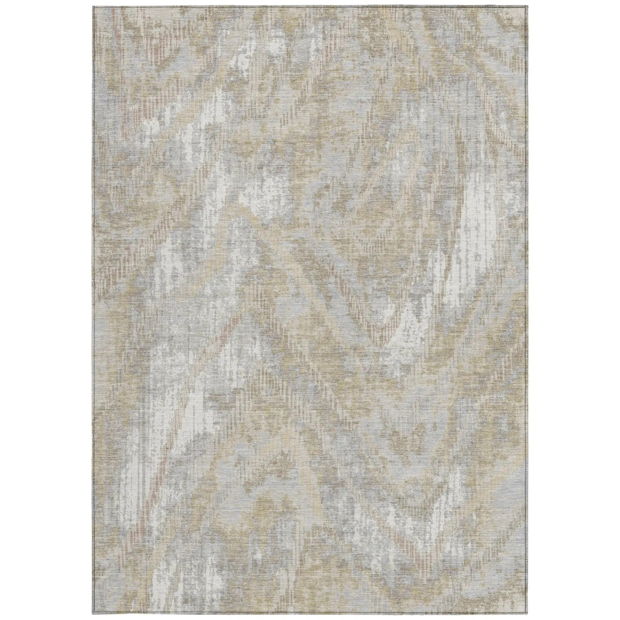 5' X 8' Ivory And Silver Abstract Washable Indoor Outdoor Area Rug Homeroots Outdoor