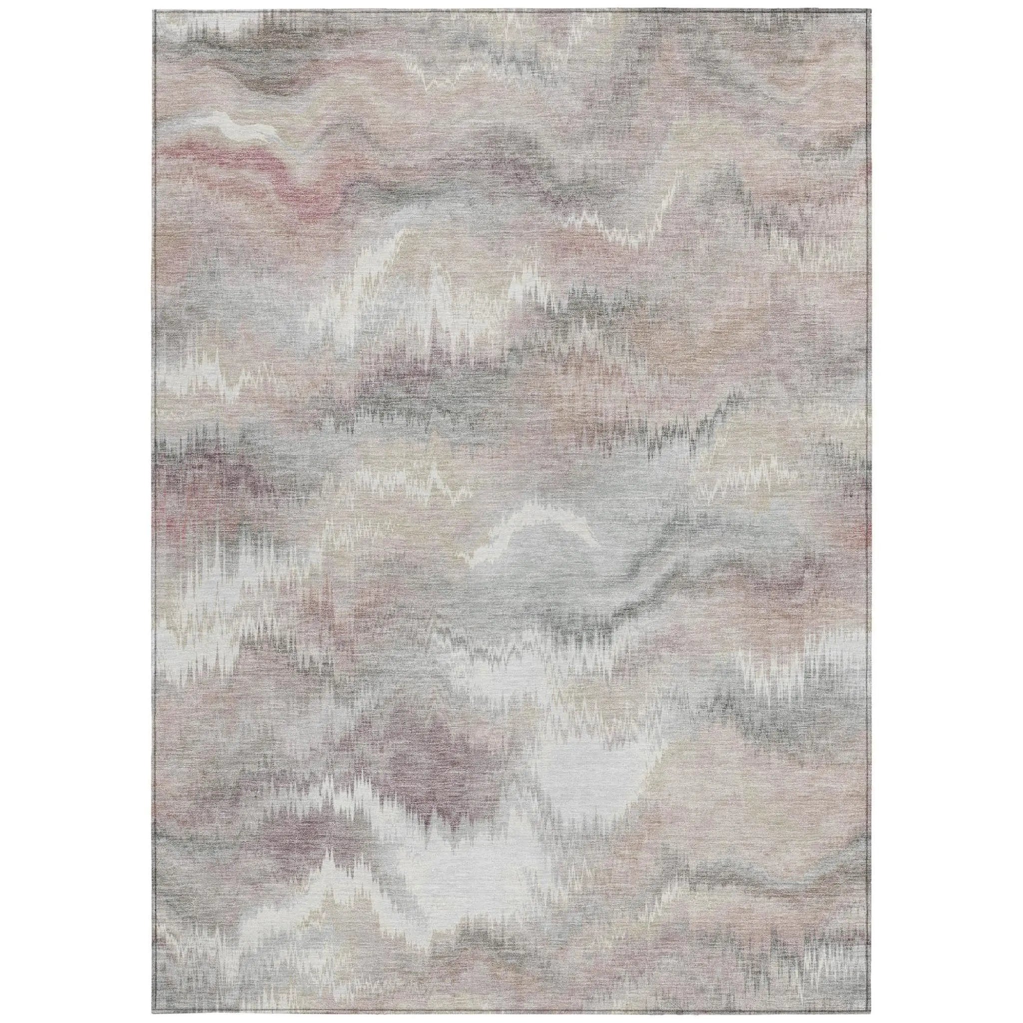 5' X 8' Ivory And Silver Abstract Washable Indoor Outdoor Area Rug Homeroots Outdoor