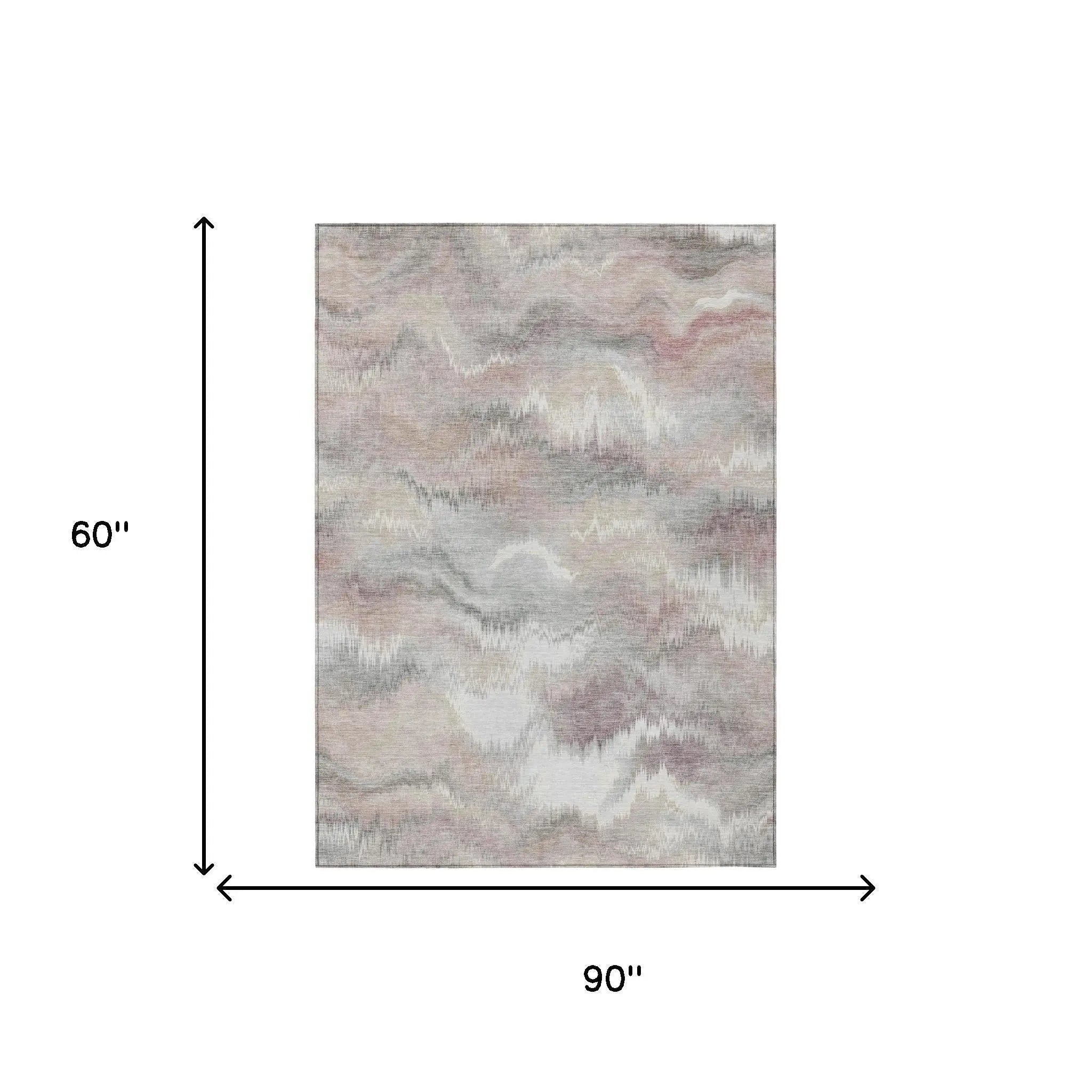 5' X 8' Ivory And Silver Abstract Washable Indoor Outdoor Area Rug Homeroots Outdoor