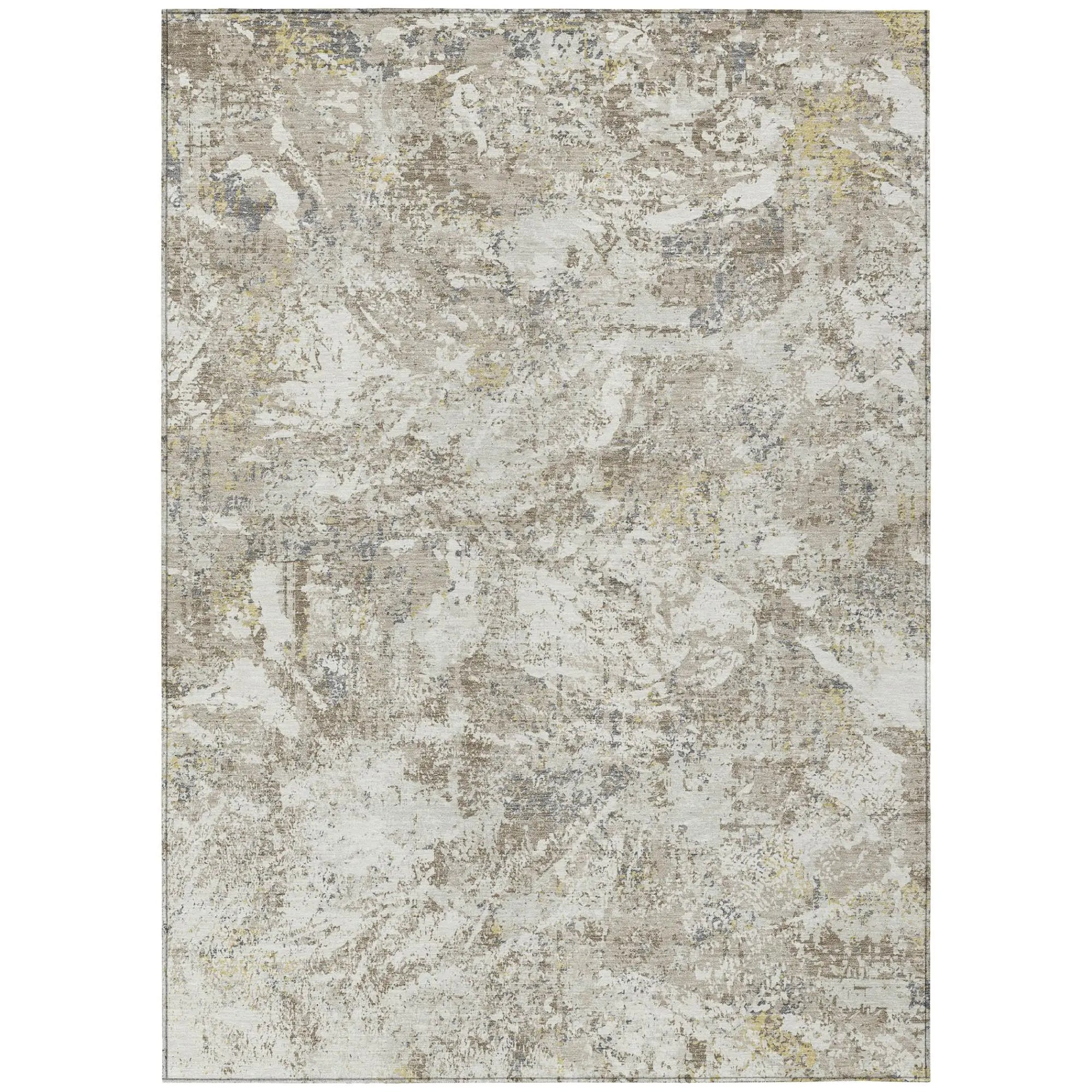 5' X 8' Ivory And Silver Abstract Washable Indoor Outdoor Area Rug Homeroots Outdoor