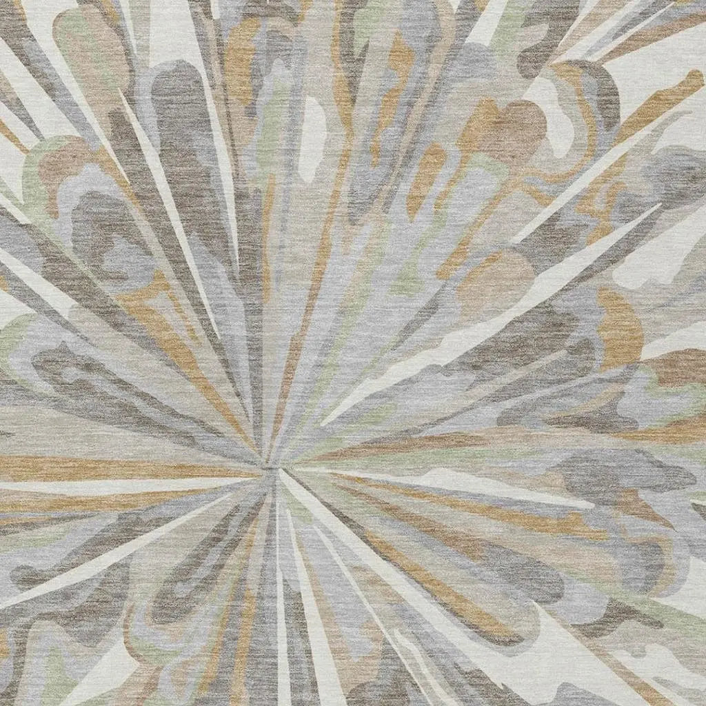 5' X 8' Ivory And Silver Abstract Washable Indoor Outdoor Area Rug Homeroots Outdoor