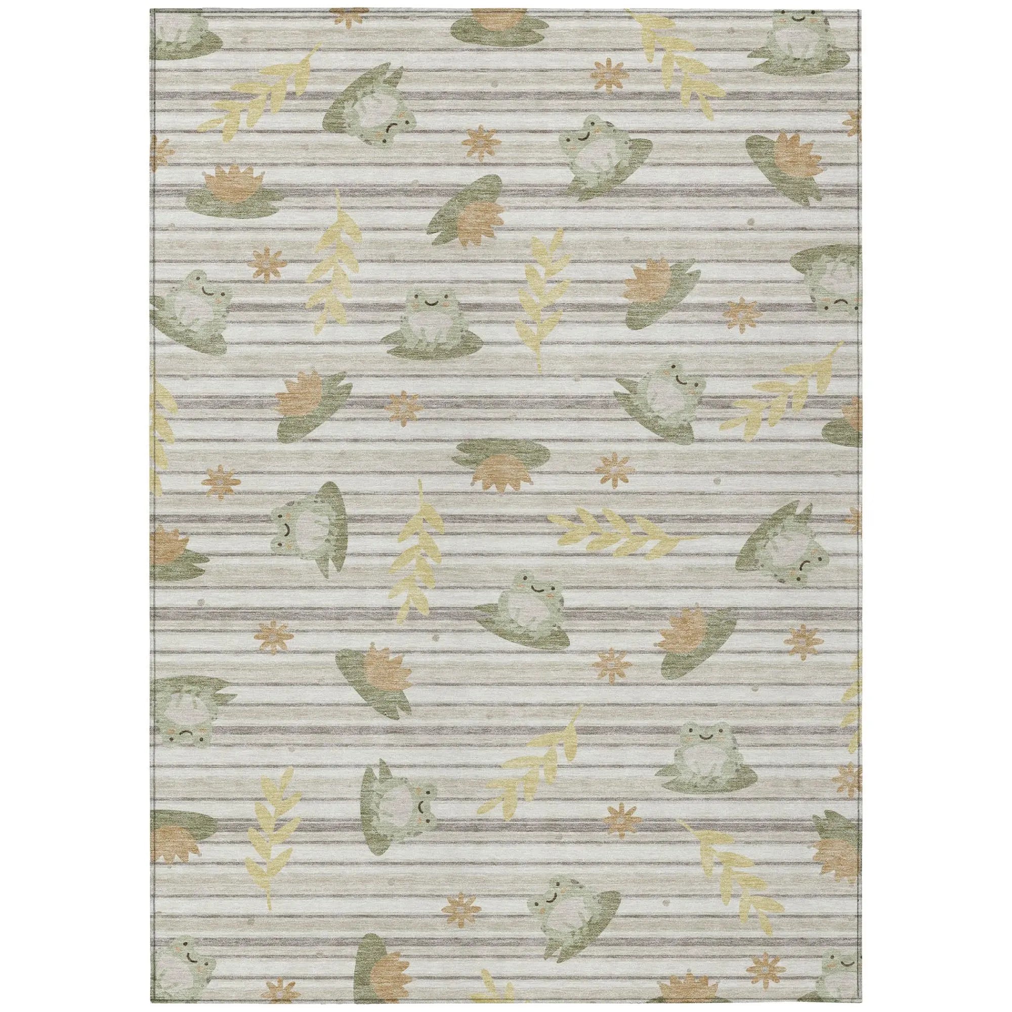 5' X 8' Ivory And Silver Botanical Leaves Washable Indoor Outdoor Area Rug Homeroots Outdoor