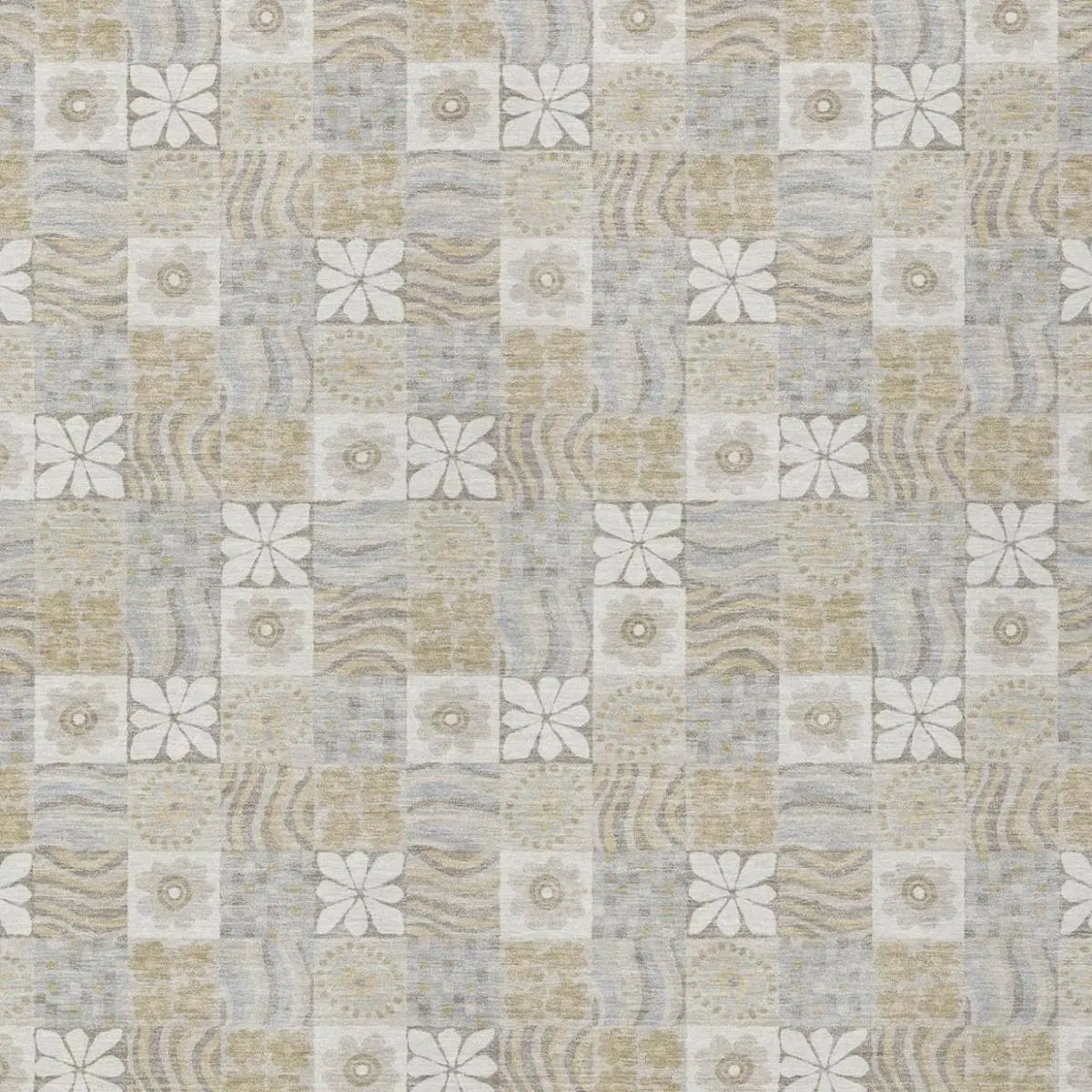 5' X 8' Ivory And Silver Floral Washable Indoor Outdoor Area Rug Homeroots Outdoor