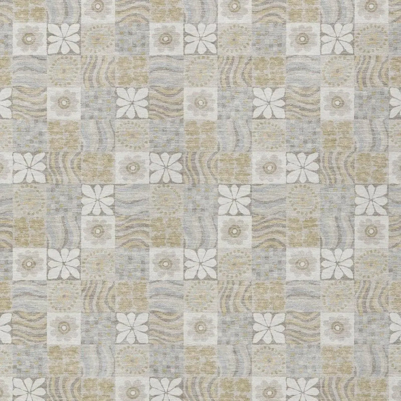 5' X 8' Ivory And Silver Floral Washable Indoor Outdoor Area Rug Homeroots Outdoor