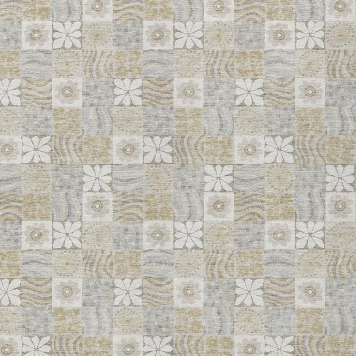 5' X 8' Ivory And Silver Floral Washable Indoor Outdoor Area Rug Homeroots Outdoor