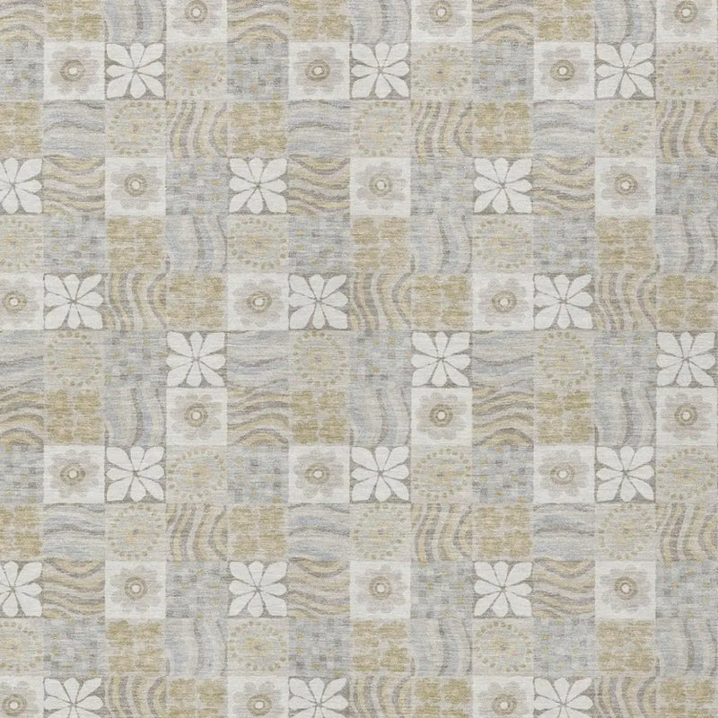 5' X 8' Ivory And Silver Floral Washable Indoor Outdoor Area Rug Homeroots Outdoor