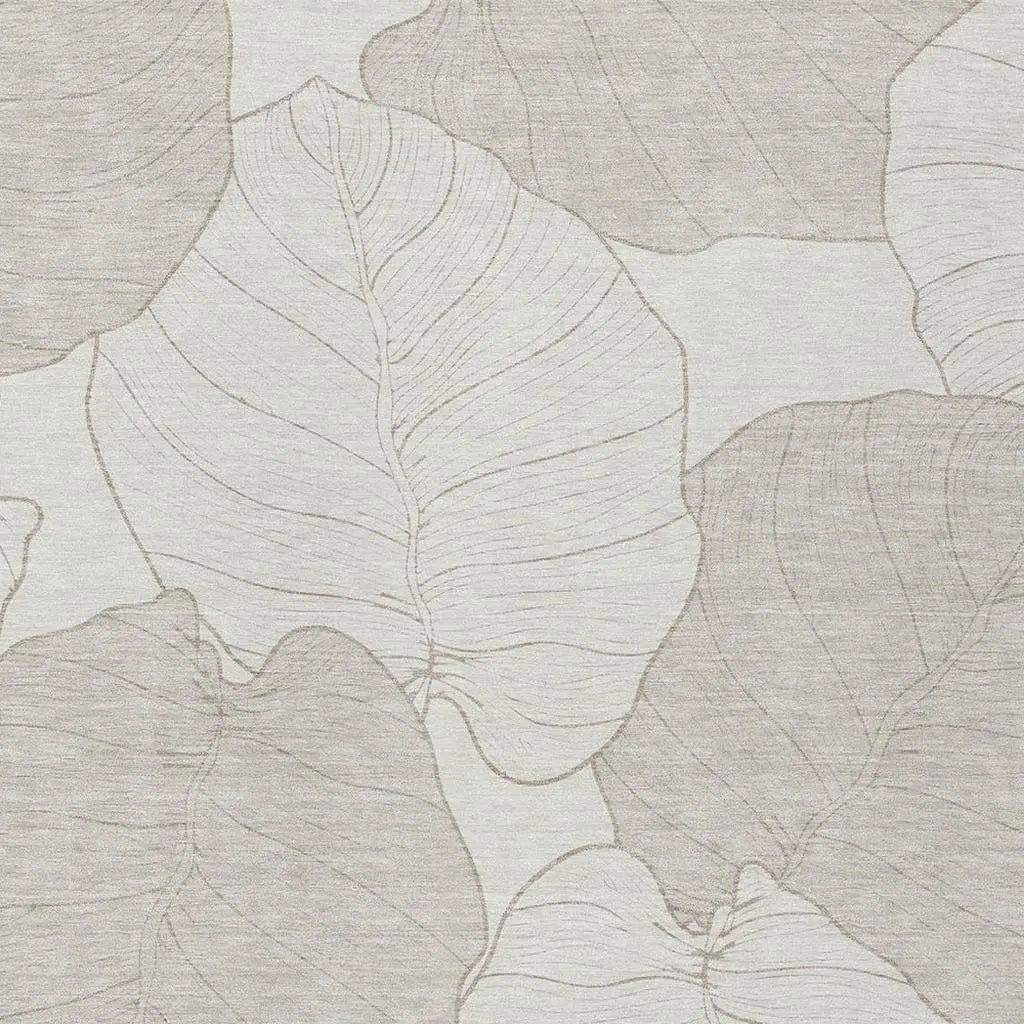 5' X 8' Ivory And Silver Floral Washable Indoor Outdoor Area Rug Homeroots Outdoor