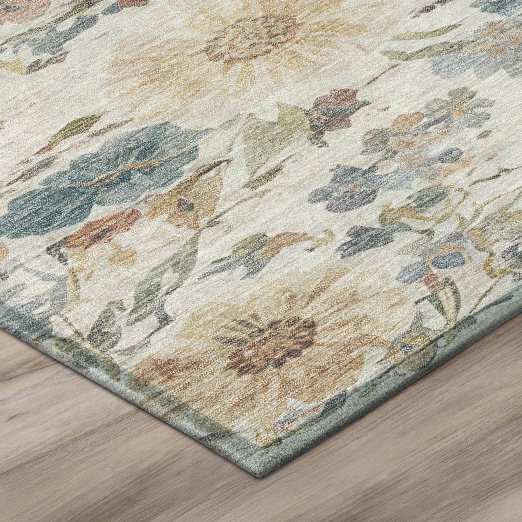 5' X 8' Ivory And Silver Floral Washable Indoor Outdoor Area Rug Homeroots Outdoor