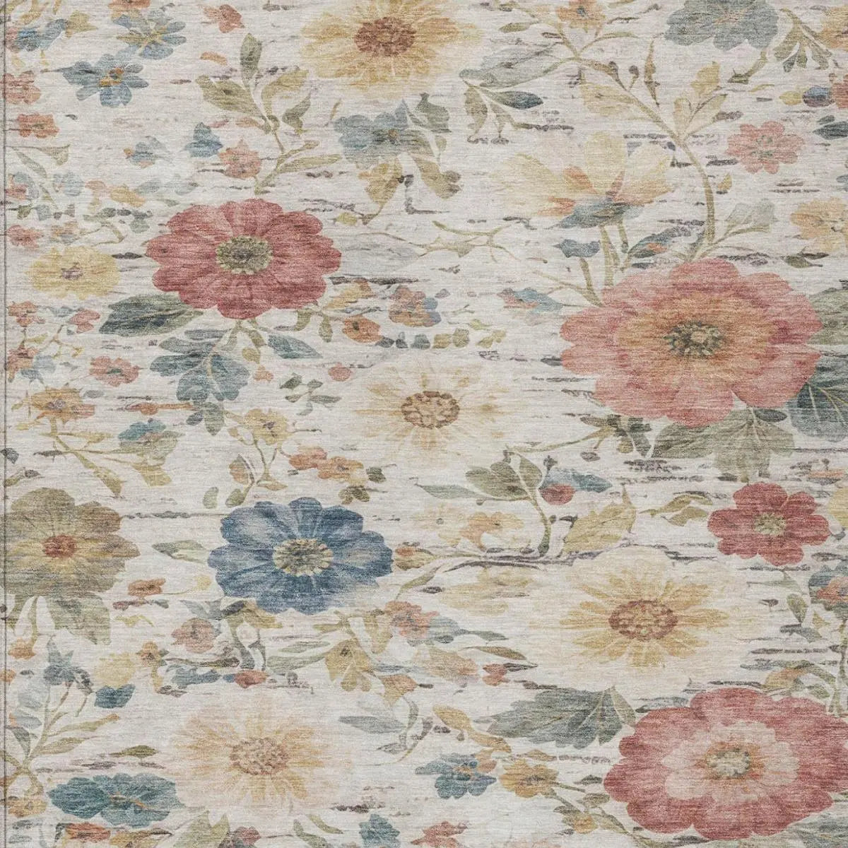 5' X 8' Ivory And Silver Floral Washable Indoor Outdoor Area Rug Homeroots Outdoor