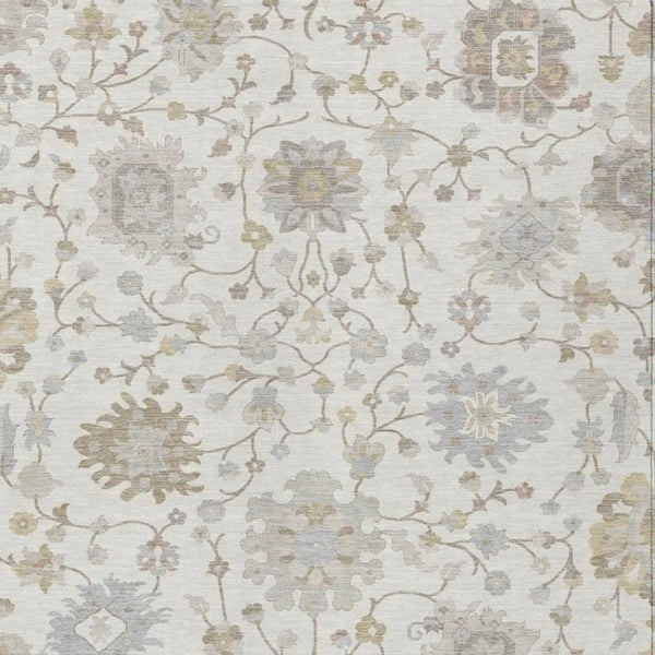 5' X 8' Ivory And Silver Floral Washable Indoor Outdoor Area Rug Homeroots Outdoor