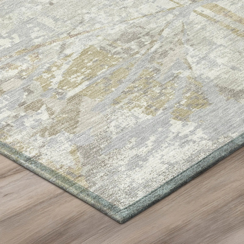 5' X 8' Ivory And Silver Floral Washable Indoor Outdoor Area Rug Homeroots Outdoor