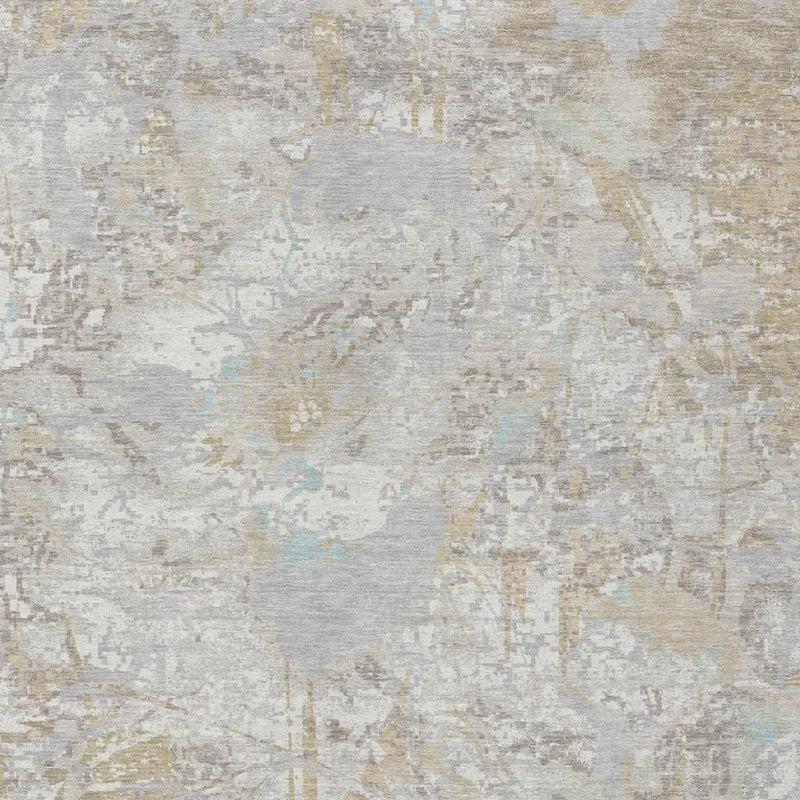 5' X 8' Ivory And Silver Floral Washable Indoor Outdoor Area Rug Homeroots Outdoor