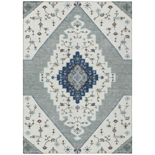 5' X 8' Ivory And Silver Geometric Washable Indoor Outdoor Area Rug Homeroots Outdoor