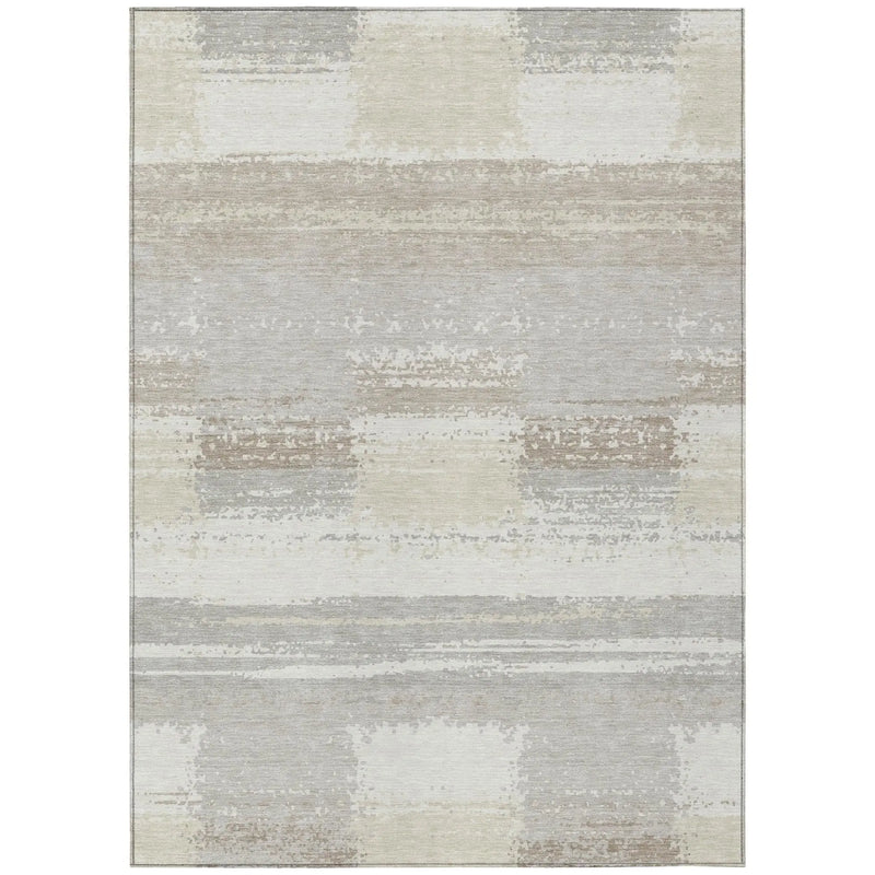 5' X 8' Ivory And Silver Geometric Washable Indoor Outdoor Area Rug Homeroots Outdoor