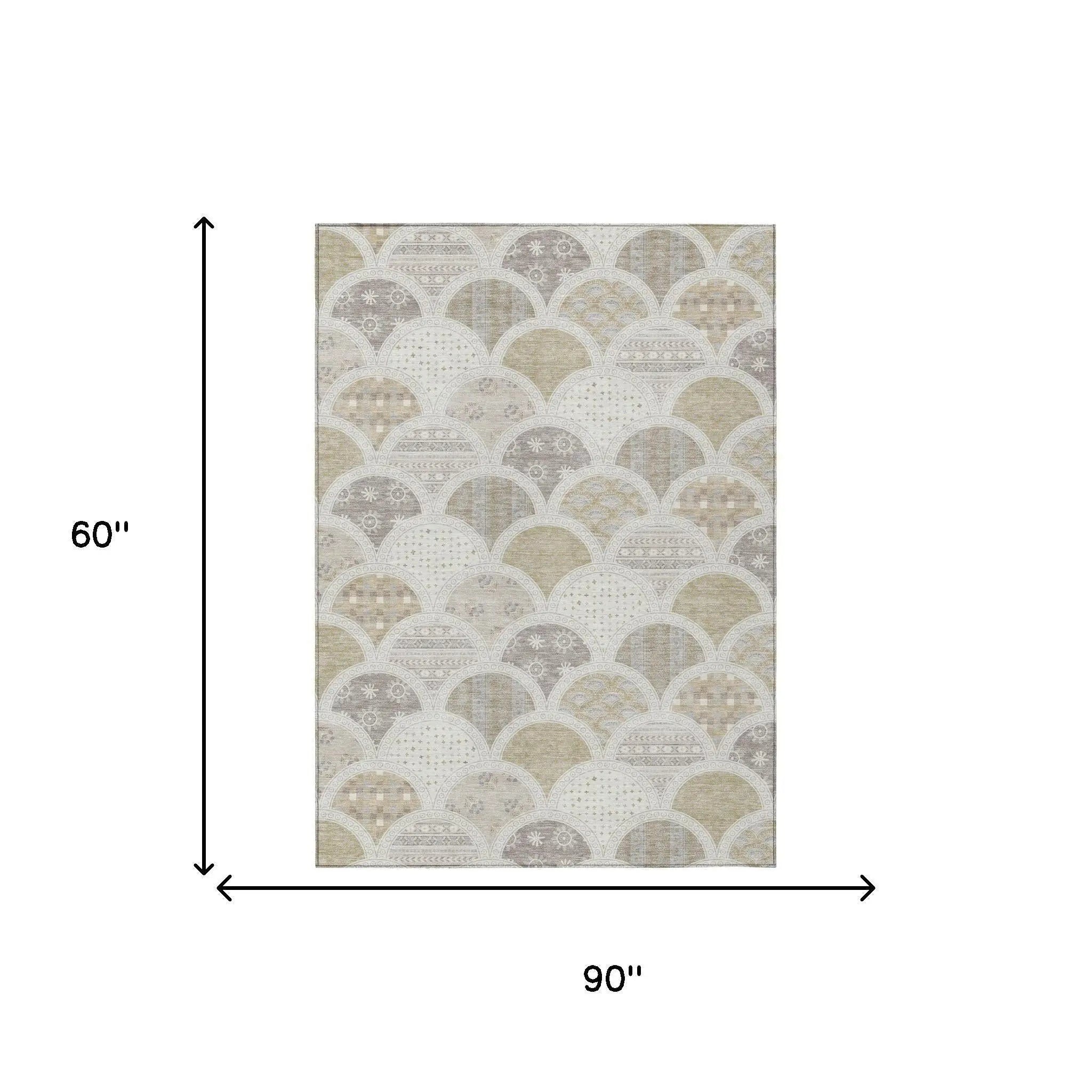 5' X 8' Ivory And Silver Geometric Washable Indoor Outdoor Area Rug Homeroots Outdoor