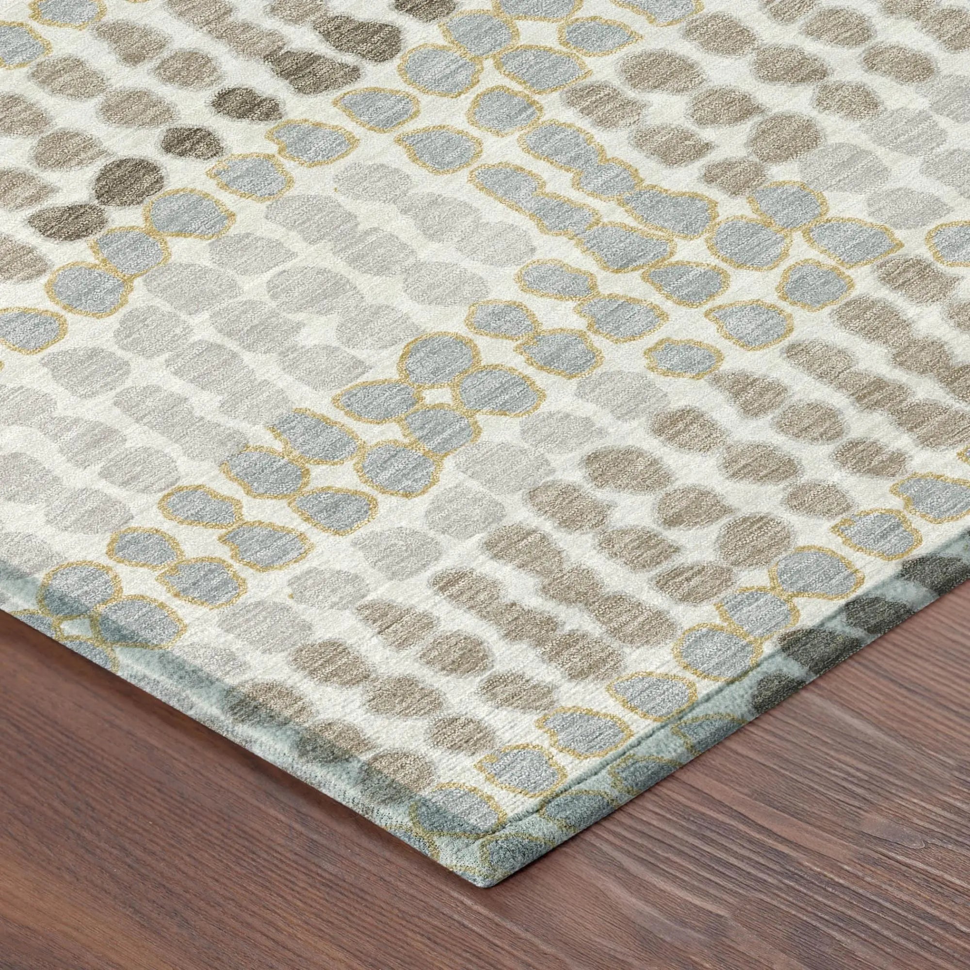 5' X 8' Ivory And Silver Geometric Washable Indoor Outdoor Area Rug Homeroots Outdoor