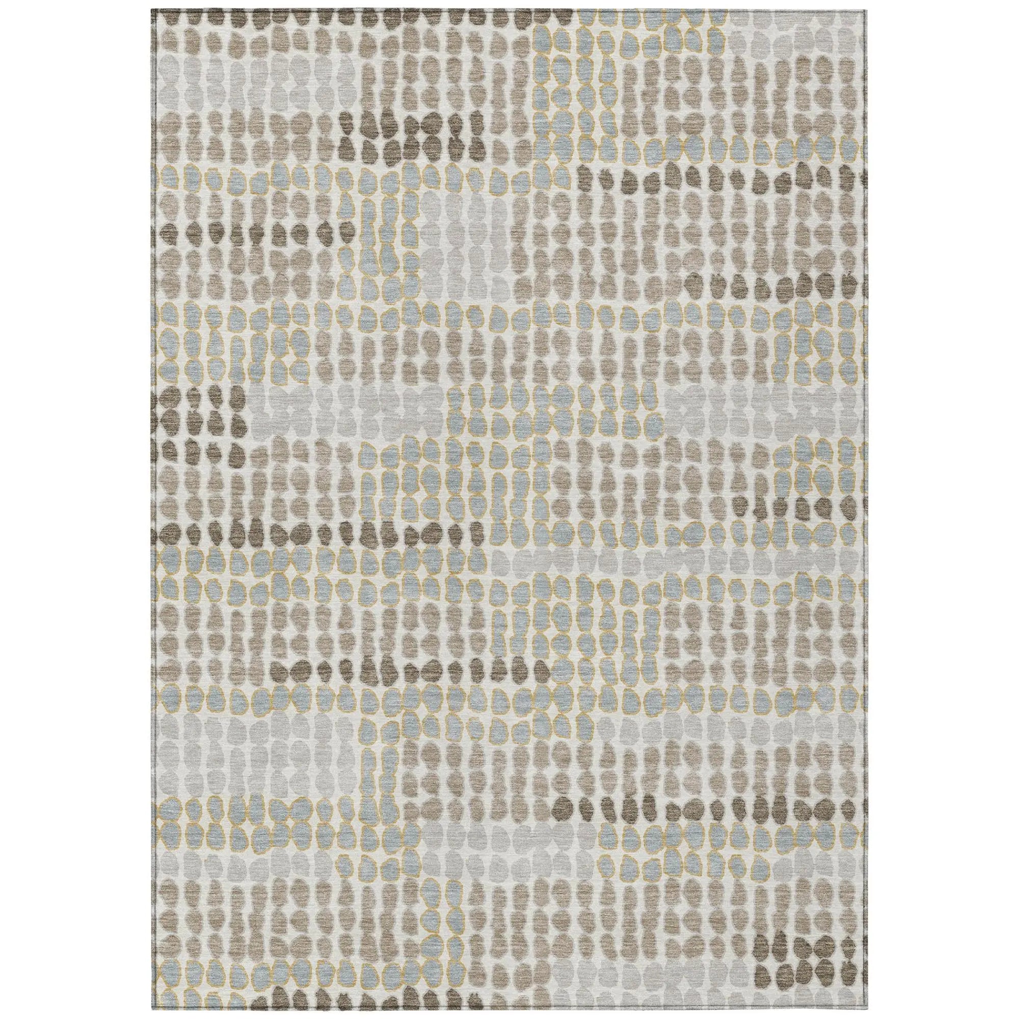 5' X 8' Ivory And Silver Geometric Washable Indoor Outdoor Area Rug Homeroots Outdoor