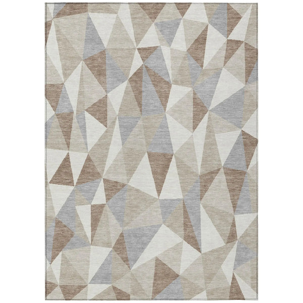 5' X 8' Ivory And Silver Geometric Washable Indoor Outdoor Area Rug Homeroots Outdoor