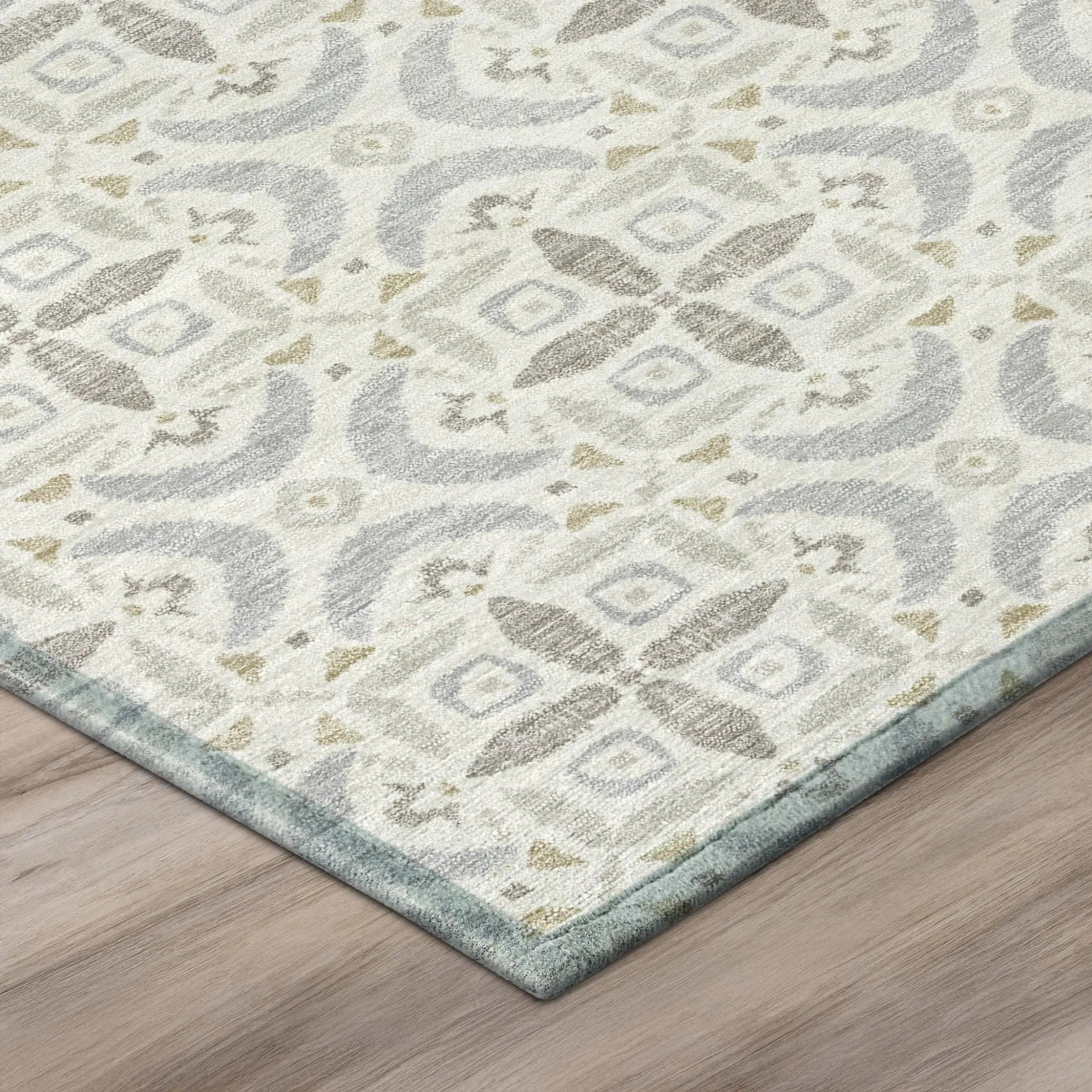 5' X 8' Ivory And Silver Geometric Washable Indoor Outdoor Area Rug Homeroots Outdoor