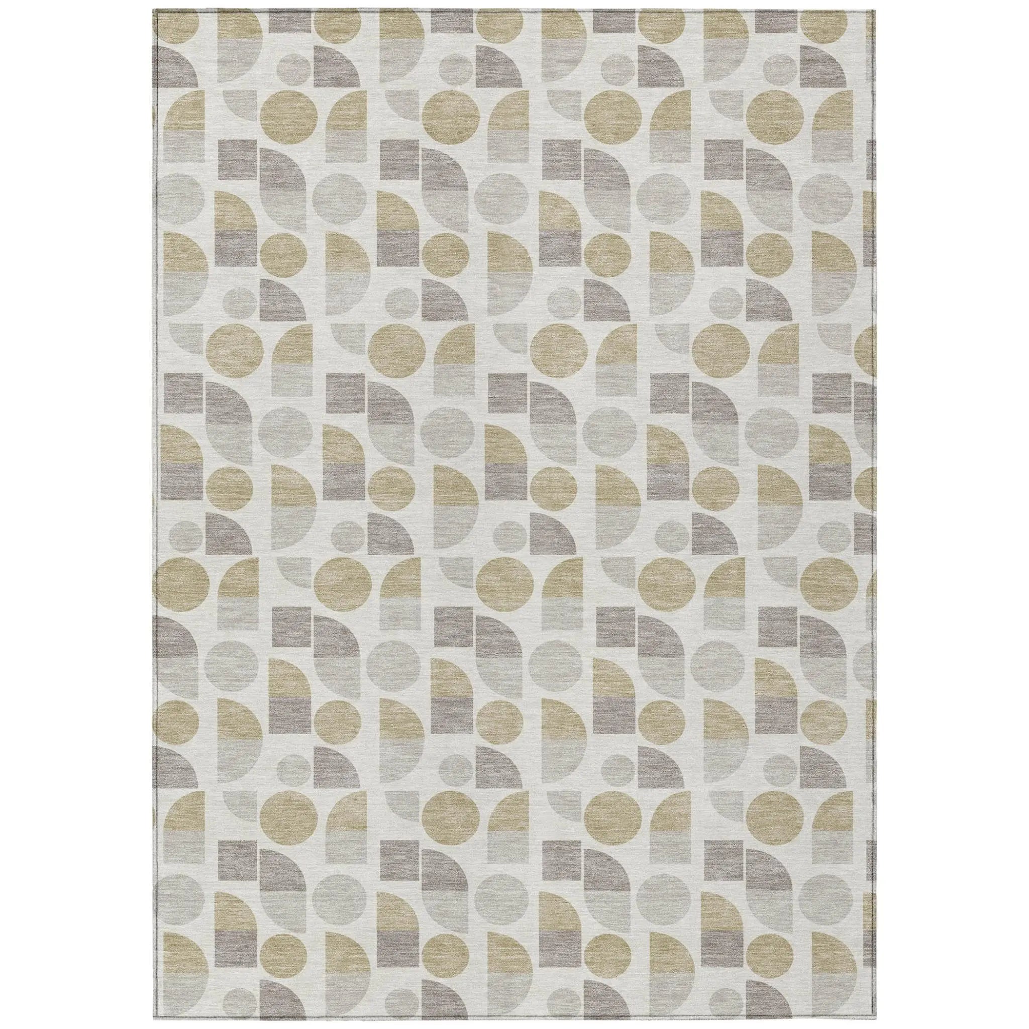 5' X 8' Ivory And Silver Geometric Washable Indoor Outdoor Area Rug Homeroots Outdoor