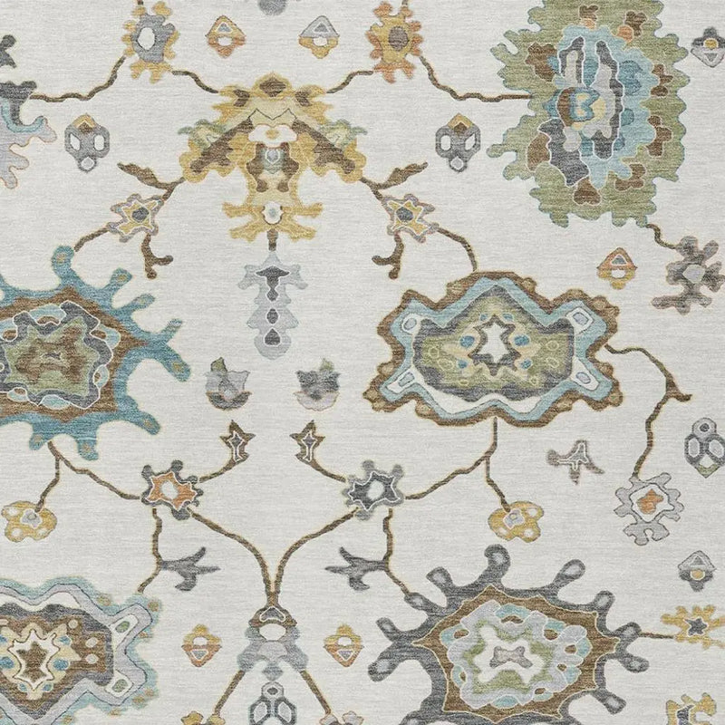 5' X 8' Ivory And Silver Oriental Washable Indoor Outdoor Area Rug Homeroots Outdoor