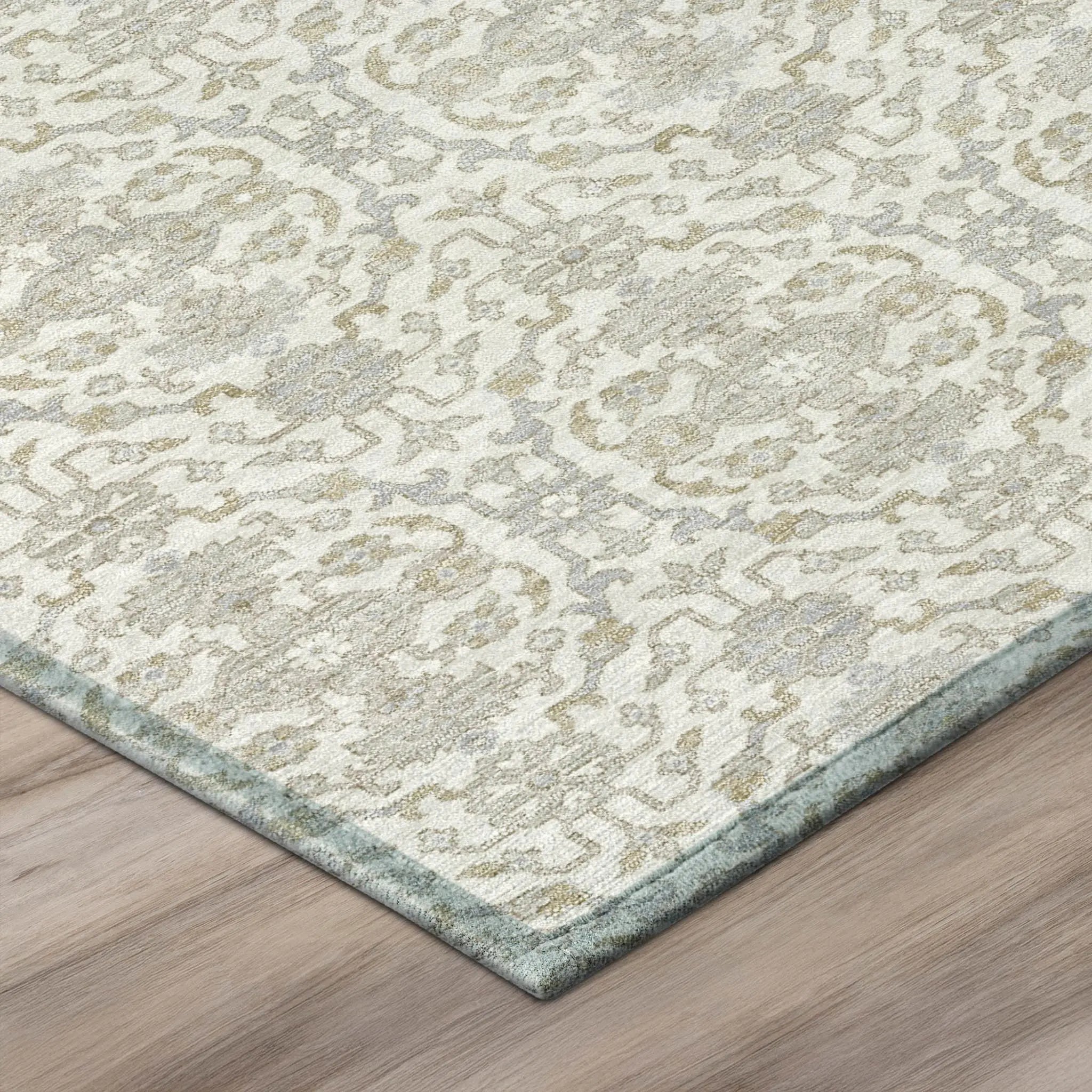 5' X 8' Ivory And Silver Oriental Washable Indoor Outdoor Area Rug Homeroots Outdoor