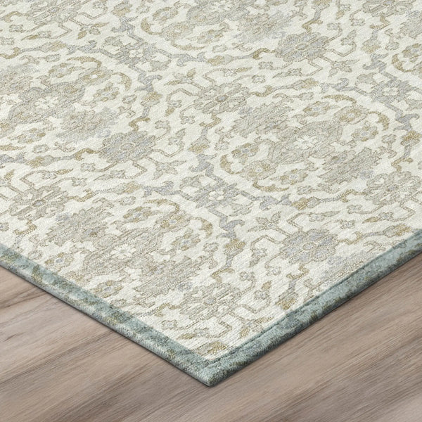 5' X 8' Ivory And Silver Oriental Washable Indoor Outdoor Area Rug Homeroots Outdoor