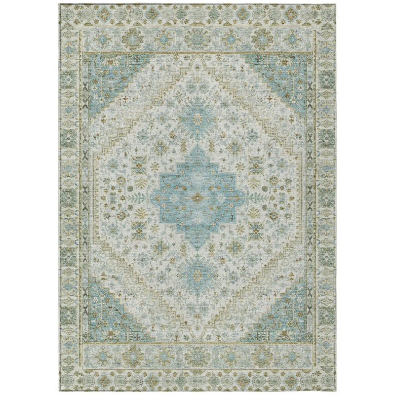 5' X 8' Ivory And Silver Oriental Washable Indoor Outdoor Area Rug Homeroots Outdoor