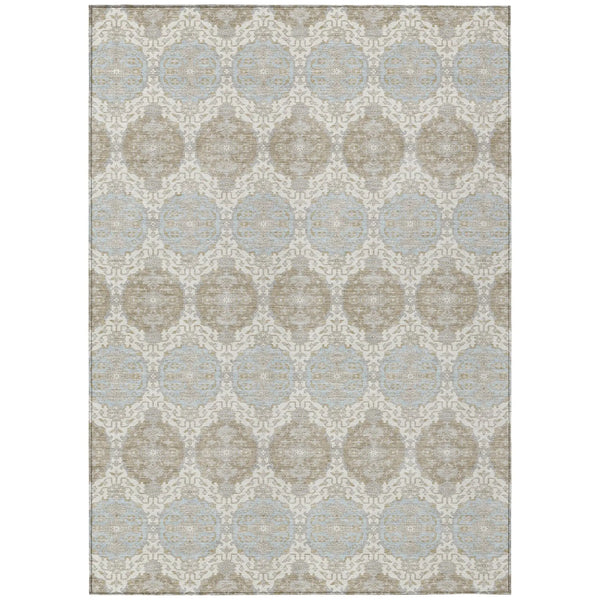 5' X 8' Ivory And Silver Striped Washable Indoor Outdoor Area Rug Homeroots Outdoor