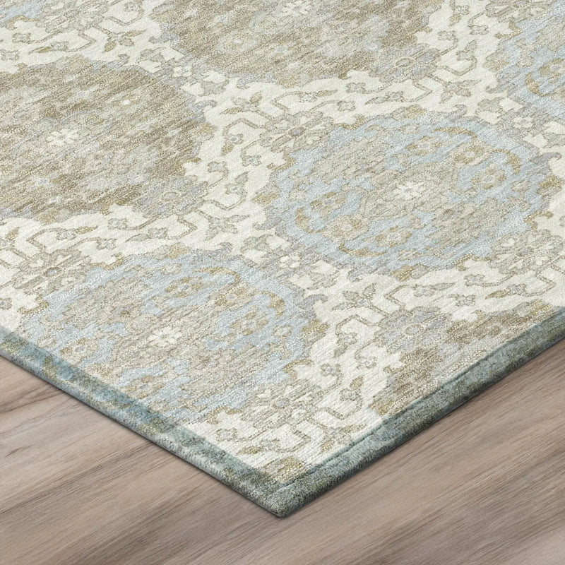 5' X 8' Ivory And Silver Striped Washable Indoor Outdoor Area Rug Homeroots Outdoor