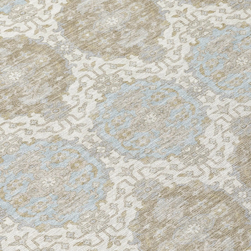 5' X 8' Ivory And Silver Striped Washable Indoor Outdoor Area Rug Homeroots Outdoor