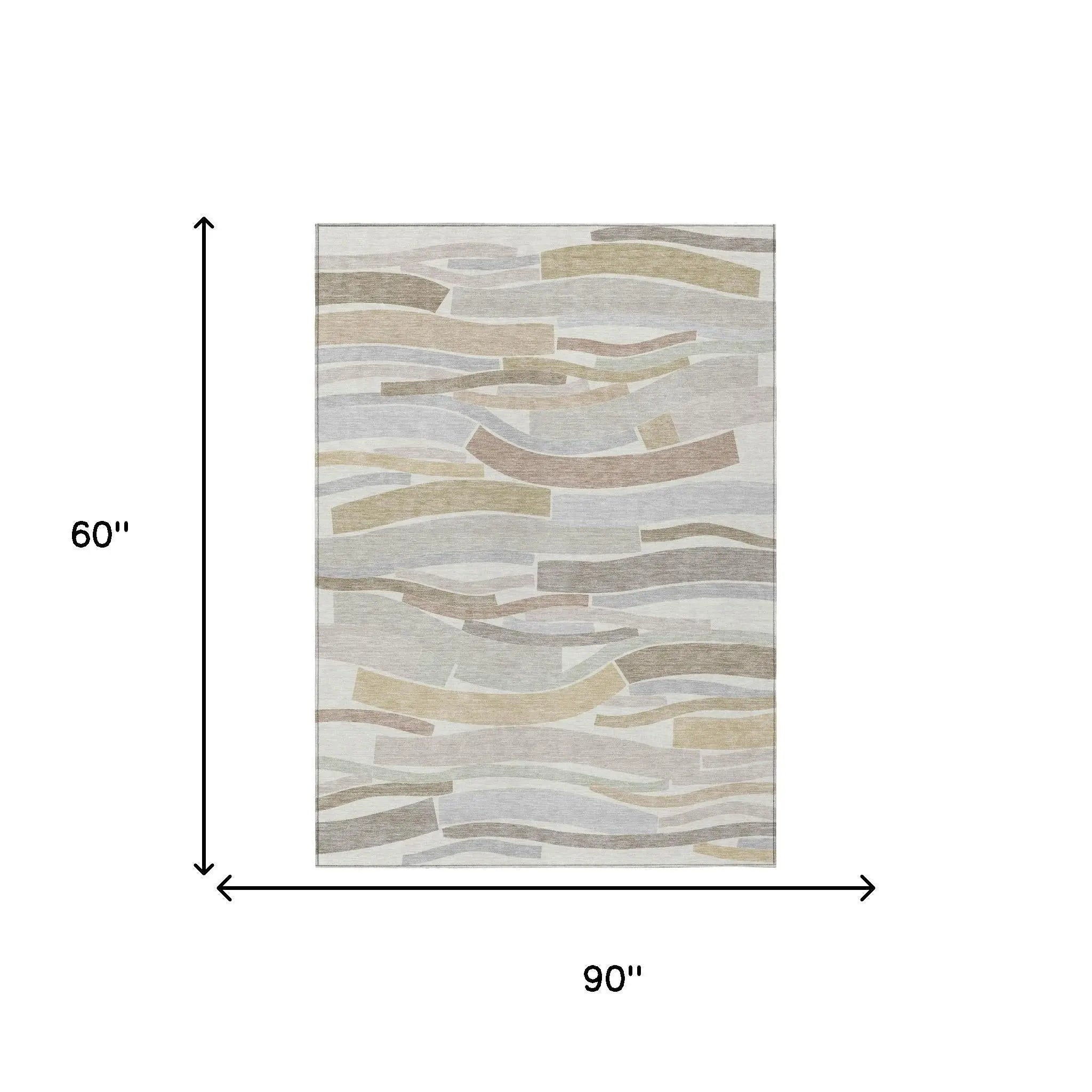5' X 8' Ivory And Silver Striped Washable Indoor Outdoor Area Rug Homeroots Outdoor
