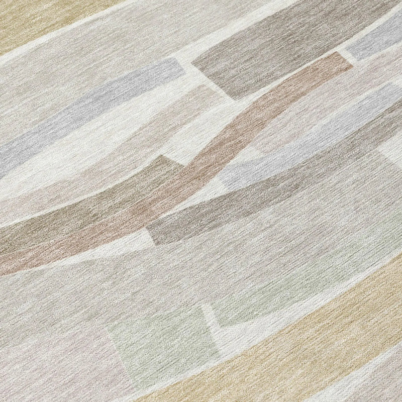 5' X 8' Ivory And Silver Striped Washable Indoor Outdoor Area Rug Homeroots Outdoor